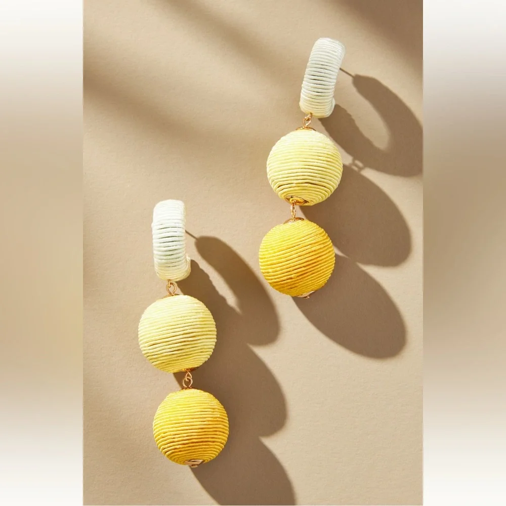 NEW Anthropologie Raffia Bulb Earrings - Picture 2 of 5